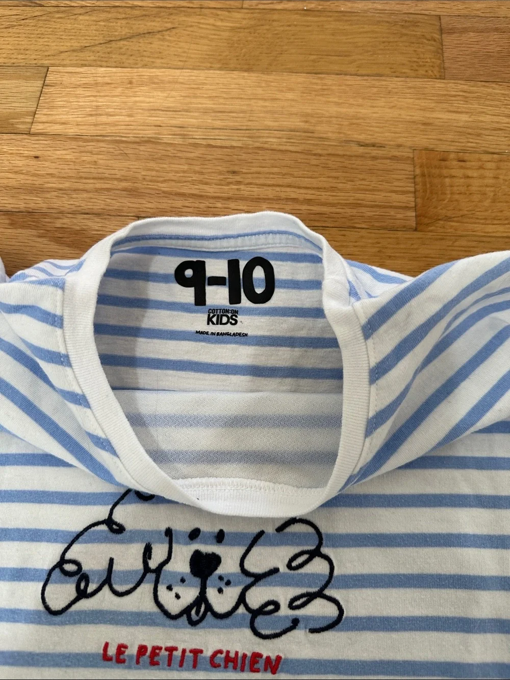 Blue/white striped girls t shirt